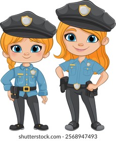 Two girls dressed as police officers