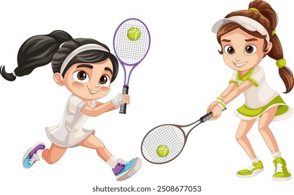 Two girls enjoying a tennis match