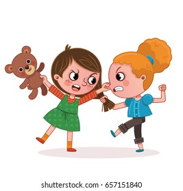 Two Girls Fighting (Vector illustration)