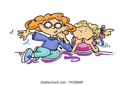 Two girls having a leisurely conversation