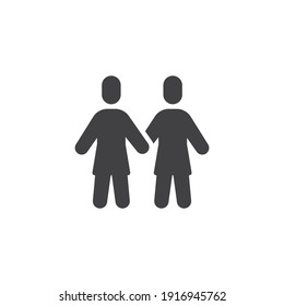 Two girls hold hands vector icon. filled flat sign for mobile concept and web design. Lesbians, girlfriends glyph icon. Symbol, logo illustration. Vector graphics