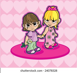 Two Girls Holding Hands