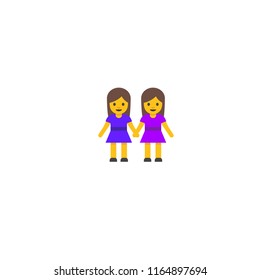 Two girls holding hands. Vector couple illustration