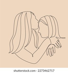 Two girls are hugging
