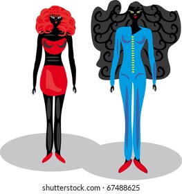 Two girls. Illustration