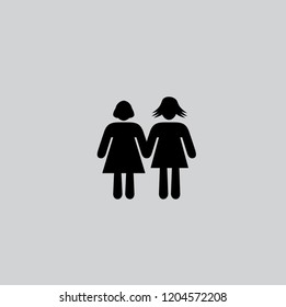 two girls kids icon on gray background.