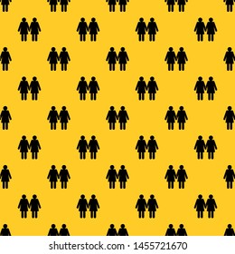 Two girls lesbians pattern seamless vector repeat geometric yellow for any design