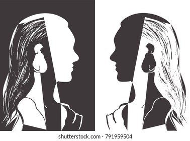 Two Faces Silhouette Images Stock Photos Vectors Shutterstock