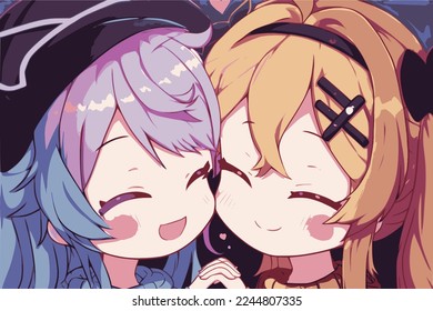 Two girls in love  anime style