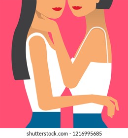 Two girls in love illustration