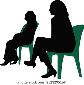 two girls making chat, vector