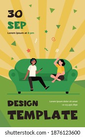 Two girls meeting at home and chatting. Friends, kids of different races flat vector illustration. Childhood, friendship, communication concept for banner, website design or landing web page