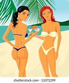 Two girls on a beach