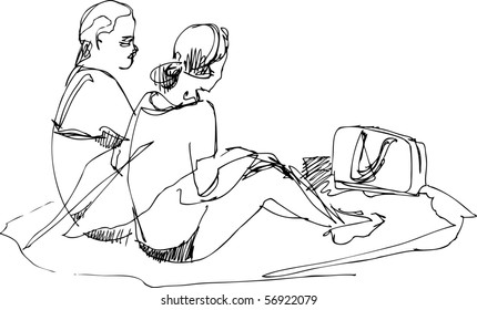 Two girls on the beach