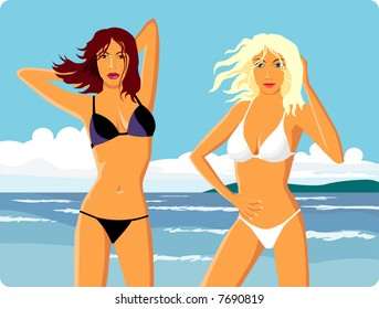 Two girls on a beach