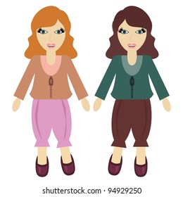 two girls on white background