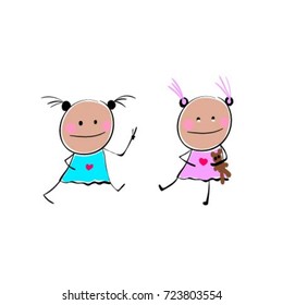 two girls are playing