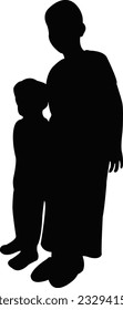 two girls playing , silhouette vector