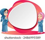 Two girls praying with a blank sign