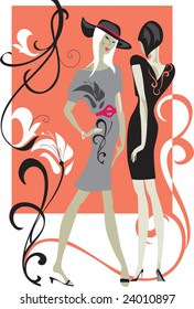 Two girls show clothes