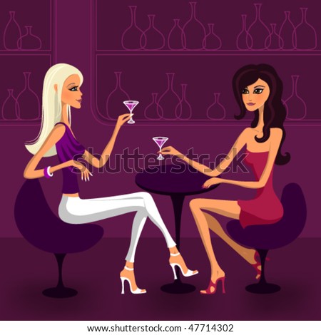 Two girls sitting in a bar