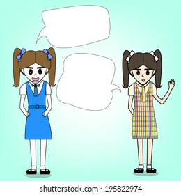 Two girls are talking
