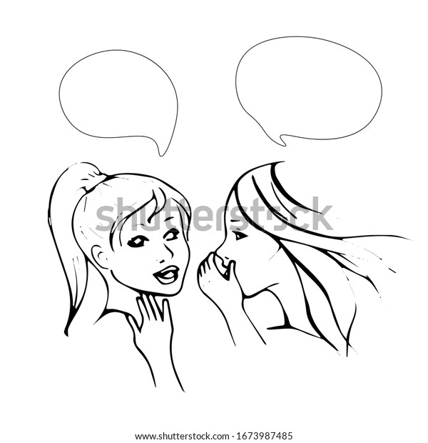 Two Girls Talking Each Other Share Stock Vector Royalty Free 1673987485 Shutterstock