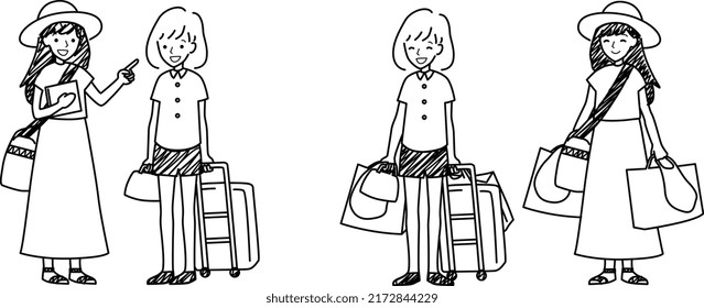 Two girls' trip, going and returning