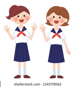 Two girls in uniforms