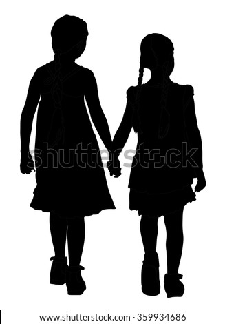 Download Two Girls Walking Holding Hands Vector Stock Vector ...