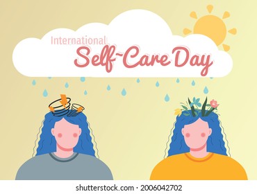 Two girls who try to care yourself. International self-care day