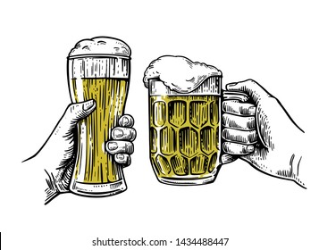 two glass beer mugs isolated on white