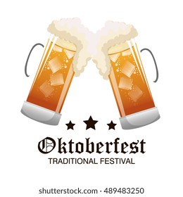 two glass beer oktoberfest graphic