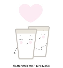 Two glass lovers hugging. The flat is on a white background. Vector image