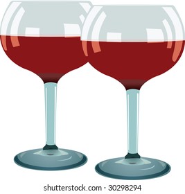 Two glass with red wine