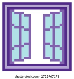 Dos ventanas de vidrio se abren en los lados con pixel art.