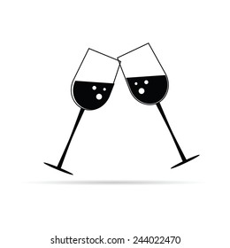 two glass of wine black vector illustration