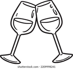Two Glass of Wine Isolated Coloring Page for Kids