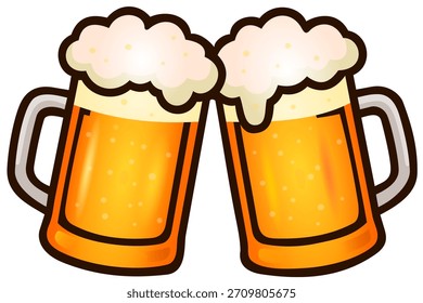 Dos vasos de cerveza con espuma