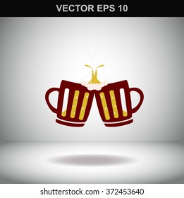 Two glasses or beer mugs isolated. 