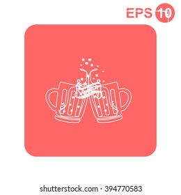 Two glasses or beer mugs isolated. 