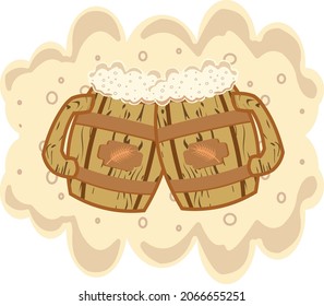 Two glasses of beer on beer background