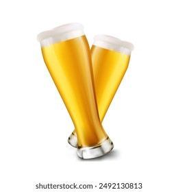 Dos vasos de cerveza. Ilustración vectorial