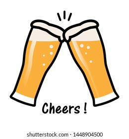 two glasses of beers cheers flat design