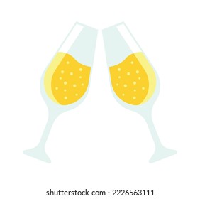 Two glasses of champagne flat icon Alcohol christmas emojis