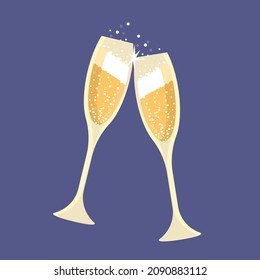 two glasses of champagne for a holiday