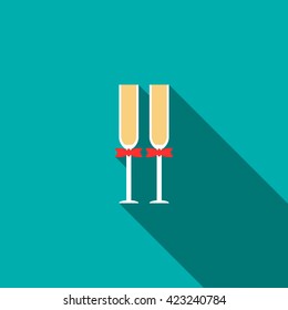 Two glasses of champagne icon, flat style