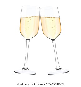 Two Glasses of champagne isolated on a white background