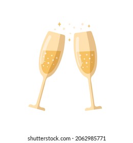 Dos copas de champán aisladas de fondo blanco. Ilustración del vector