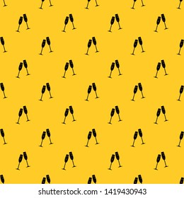 Two glasses of champagne in simple style isolated on white background vector illustration